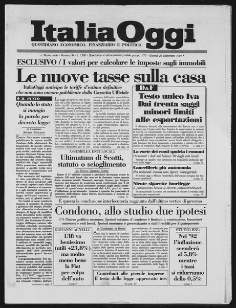 Italia oggi : quotidiano di economia finanza e politica